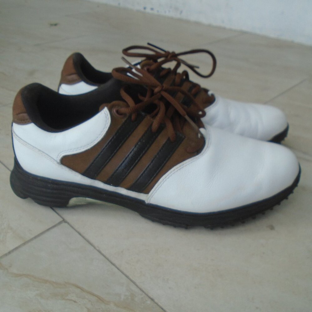 Adidas adiComfort 2 Softspike Golf Shoes Mens Size 9.5 White/Brown